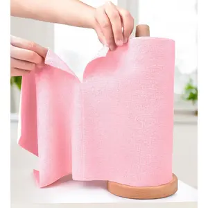Microfiber Cleaning Cloth Roll - Tear-Away Towels, Lint-Free, Reusable, Washable, 20 Sheets for Kitchen, Car, Dishes, and Sensitive Surfaces (Pink)
