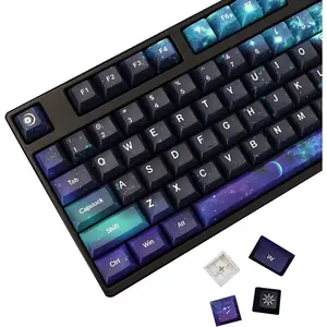 Starry Sky Keycaps 139 Set for Mechanical Keyboard, Custom PBT KCA Profile Key Caps with Keycap Puller for Kailh Cherry MX Switch for ANSI and ISO Layout Keyboard