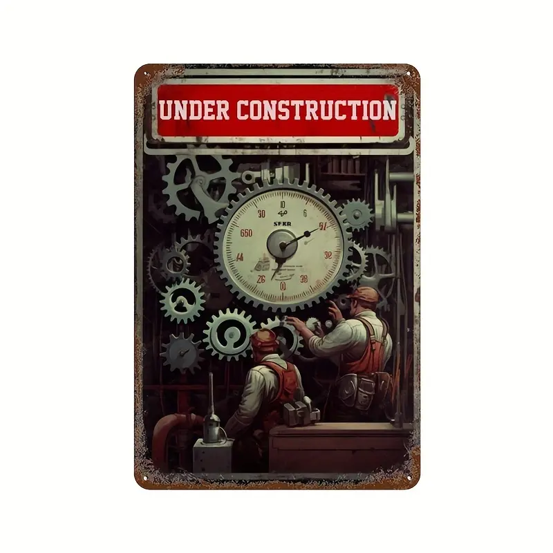 Vintage Skilled Worker Metal Aluminium Sign Poster Under Construction Office School Farm People Cave Cafe Bar Hotel Bedroom Club Residence Wall Art Decoration Plaque Gift 8 Inch X 12 Inch