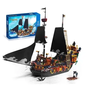 Black Pirate Ship Building Blocks Toy, 1328pcs/set Pirate Ship Model Building Blocks Toy, Creative and Educational Building Blocks for Boys & Girls, Christmas Gifts, Birthday Gifts, Model Car Kit