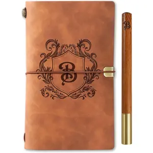 Personalized Gifts for Men, Women, Journal Notebook for Christmas, Birthday, Refillable Sketchbook, Travel Diary, Lined Planner, 7x5 Inches, Brown, B