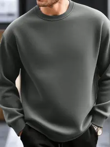 Men's Casual Crew Neck Sweatshirt, All-Match Versatile Pullover Top, Essential For Street Style Layering, Autumn/Winter, Long Sleeve Top