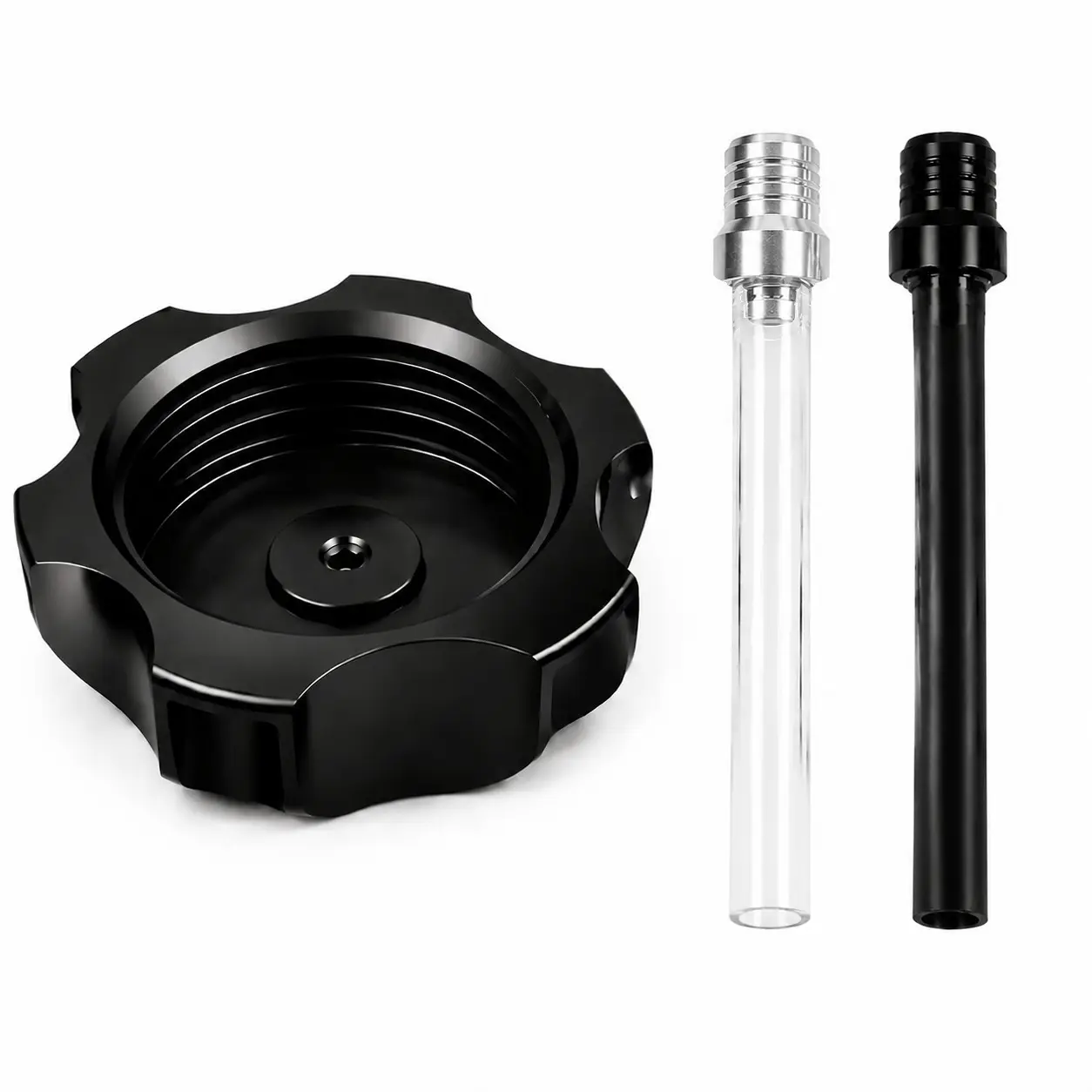 Pit Bike Gas Tank Cap with 2 Vent Hoses | CNC Aluminum 49.5mm Thread Replacement Fuel Cap for 50cc-160cc Mini Dirt Bikes | Fits Selected SSR, Apollo, TaoTao, KAYO, SDG, WPB Off-Road / Pit Bikes | Durable, Corrosion Resistant, Vented Design