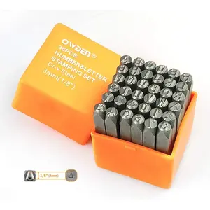 OWDEN Professional 36Pcs. Steel Metal Stamping Tool Set,(1/8”) 3mm,Steel Number and Letter Punch Set,Alloy Steel Made HRC 58-62 for Jewelry Craft Stamping.