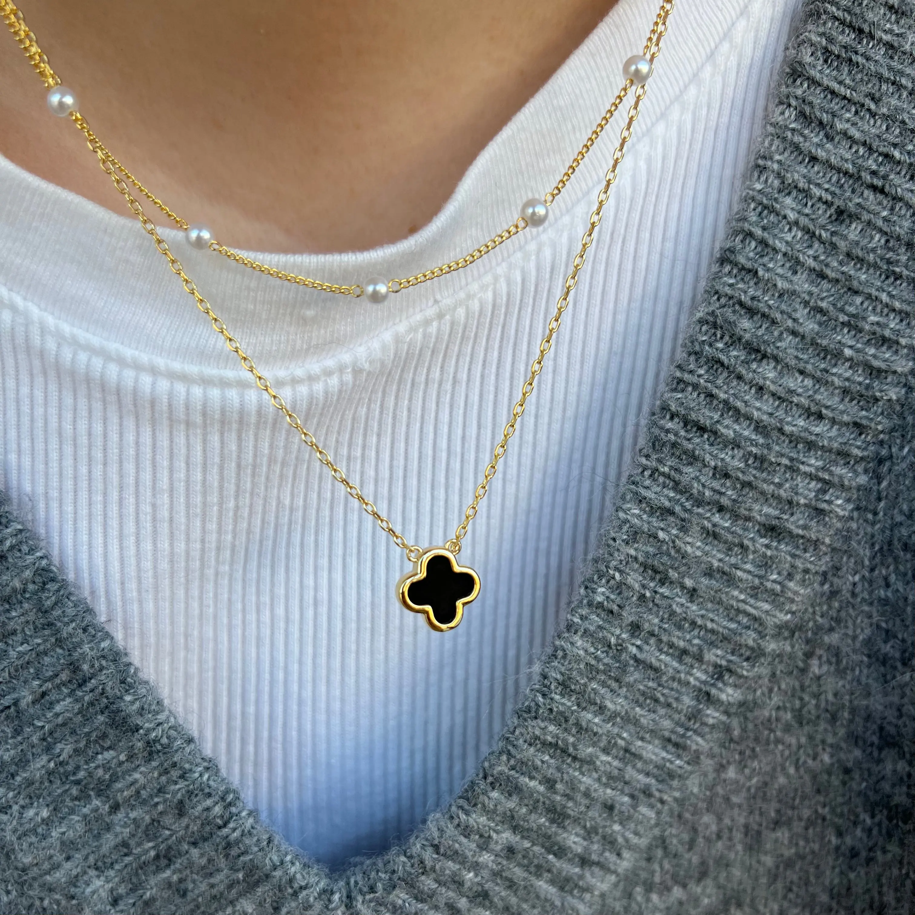 EVRY JEWELS Gold or Silver Plated Women's Waterproof Lucky Necklace EVRY JEWELS Gold or Silver Plated Women's Waterproof Lucky Necklace