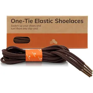 2 Pairs One-Tie Elastic Round Dress Shoelaces, Eco-Positive Stretch Shoe Lace Turns Shoes/Boots Into Slip-Ons/No-Tie