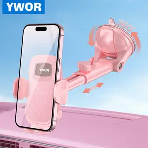 YWOR Car Car Phone Holder Mount, Dashboard/Windshield/Cell Phone Holder for Car, Compatible With IPhone,All Phones,Pink