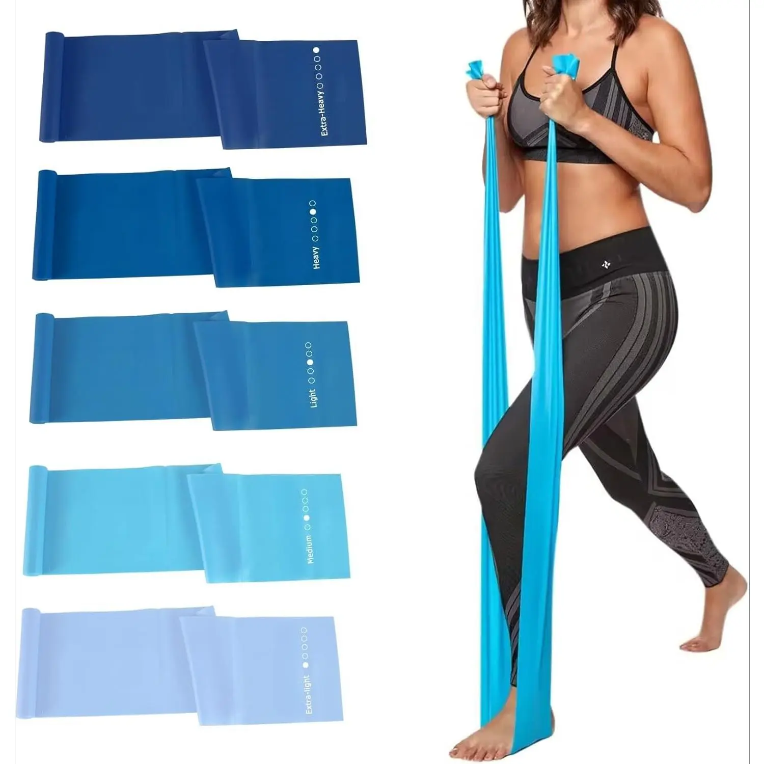 5 Pcs Professional Resistance Bands. Latex-Free, Elastic Band, Work Out Bands, Stretch Bands for Working Out Women or Men, Exercise Bands Set for Physical Therapy, Yoga, Pilates