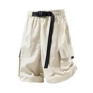Men’s summer functional cargo shorts with snap waist belt, loose fit, multiple pockets—ideal for outdoor streetwear #SummerWins