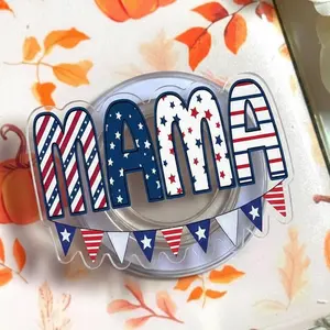 Patriotic Mama MagSafe Phone Grip – USA Flag Magnetic Pop Socket Kickstand for iPhone & Kindle – 4th of July Gift for Moms