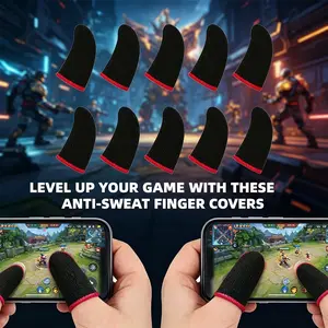 10-Pack Gaming Finger Gloves, High Sensitivity Sweat-Proof Touchscreen Thumb Gloves, 24-Pin Superconductive Fiber, Esports Game Accessories, Smartphone Mobile