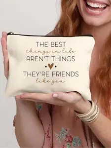 Letter Pattern Cosmetic Bag, Zipper Makeup Bag, Handheld Cosmetic Pouch, Versatile Makeup Organizer Pouch, Makeup Storage Bag, Cosmetic Travel Bag, Wallet Pencil Case, Stationery Bag, Teacher Gifts