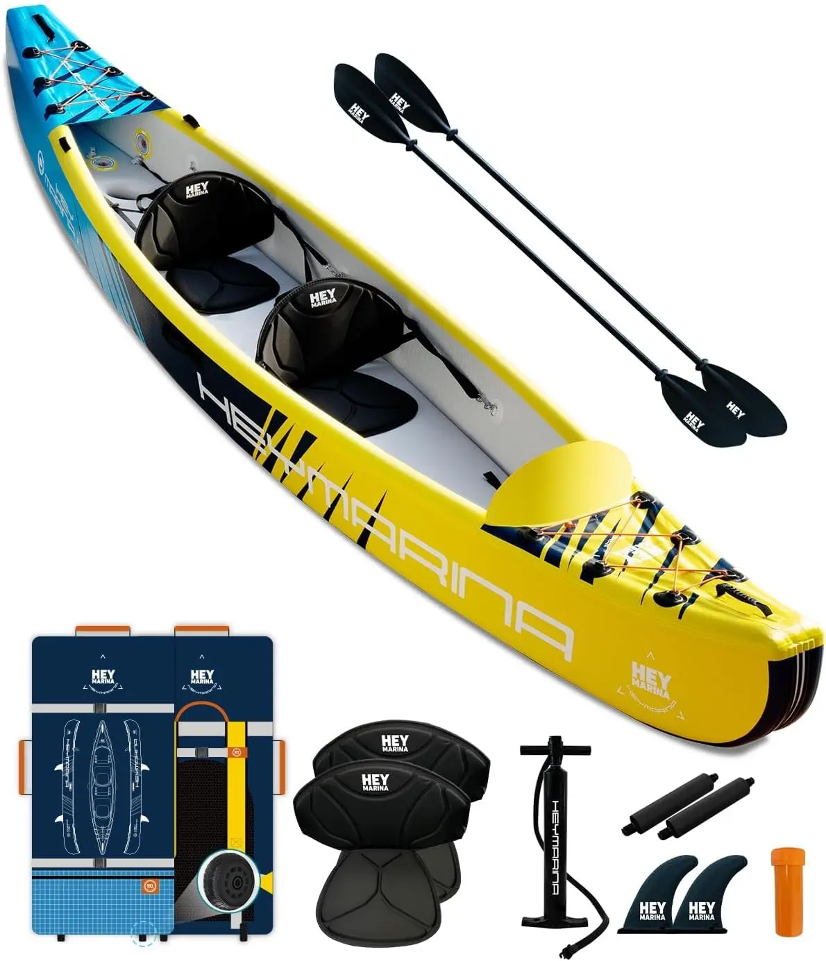 Inflatable Kayak Fishing Kayak for Adults Portable Touring Kayak Canoe with Wheeled Backpack, Seats, Pump and Paddles, Full Drop Stitch Construction
