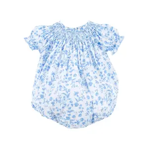 Blue Floral Haven Smocked Bishop Bubble