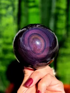 Natural Crystal Rough Obsidian 1 Pcs Natural Rainbow Obsidian Cat Eye Obsidian,Crystal Stone Sphere Ball Mineral Rock Reiki Chakra Healing Stone,Unique Specimen for Collectibles and Educational Use