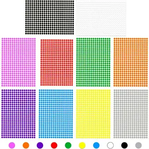1/4" Small Colored Dot Stickers 3/8" & 1/2" Round Circle Stickers Tiny 10 Colors Coding Labels Mini Sticker for Office, Home(10 Colors, 1/4" (6 mm))
