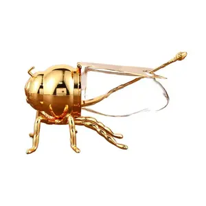 Bee Sugar Bowl Creative Gold Sugar Bowl with Spoon High-end Kitchen Seasoning Jar Metal Crafts Bottles Tin
