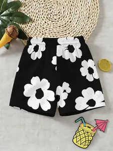 Boys Floral Beach Pants, Summer Loose Breathable Casual Shorts, Cartoon Pattern, Short Hem, Loose Fit, Kids Fashion