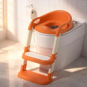 Kids Potty Training Seat Toilet Trainer With Step Stool Ladder Anti Slip Safety Pads Comfortable Design For Toddlers Boys Girls In Grey