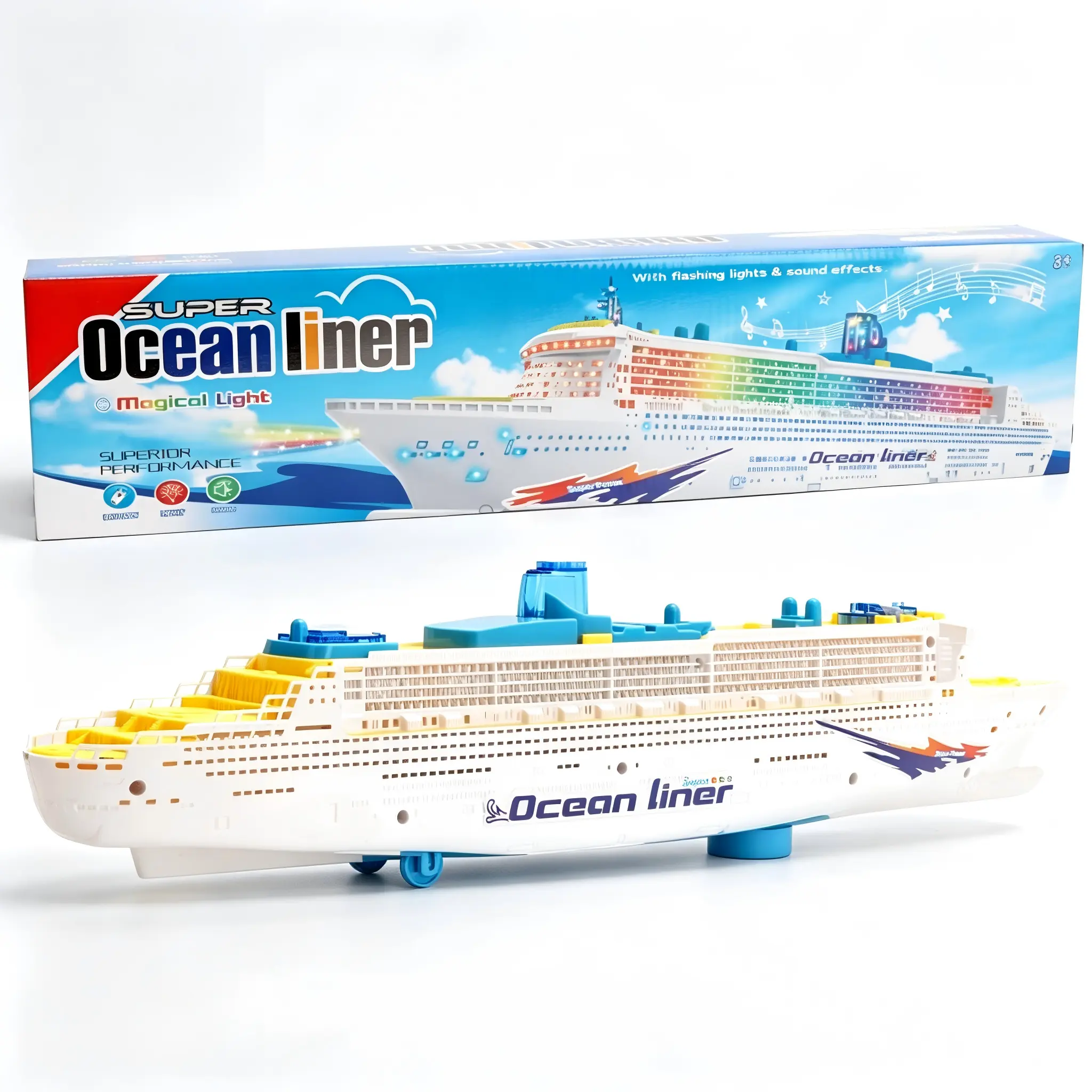 Durable Electric Remote Control Cruise Ship Toy - 19.7×5.1×2 in, Realistic Design, Built-in Lights, Sound Effects, Battery-Included, Non-Water-Use, Ideal Children's Day Gift for Kids, Room Decor, Unisex, Water Activities