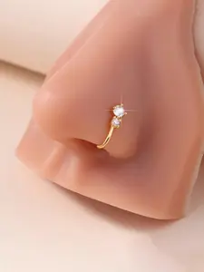 1 piece Of Personalized Simple U-Shaped Nose Clip Shiny Cz Water Drop Design Cubic Zirconia Nose Ring Women's Non-Perforated Nose Clip Jewelry Nosering Golden