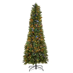 VEVOR Christmas Tree, 6ft Prelit Artificial Xmas Tree, Full Holiday Decor Trees with 240 Colorful LED Lights, 11 Lighting Modes, 635 Branch Tips Sturdy Metal Base for Home Party Office Decoration