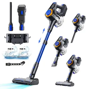 HOOFUN Cordless Vacuum Cleaner 50mins Runtime 6x2600mAh Battery 1.5L Dustbin 5 Stages Filtration for Carpet Tile Pet Hair Hardwood Floors Blue