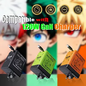 【4-in-1 】 Compatible with 120W GaN Charger | Type-C & Lightning Retractable Cable | Foldable Wall Plug for MacBook/Travel | Holiday Tech Gift, Fast Charging for iPhone 17/16/15/14/13/12/Plus/Pro Max, Compact Device