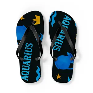 Aquarius Flip Flops - Zodiac Sign Summer Sandals, Astrology Gifts, Beach Footwear, Horoscope Accessories Shoe Boy