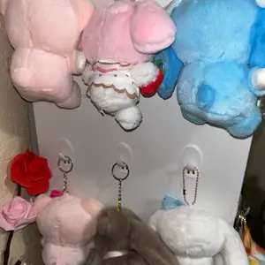 Little Stuff Key Chains - Cute Plush Keychains in Pink Blue and White Colors for Kids and Adults