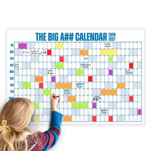 The Big A## Calendar - Academic Year - Dry Erase Yearly Planner 365 Day Calendar with Stickers & Marker (Standard & Mini Options)