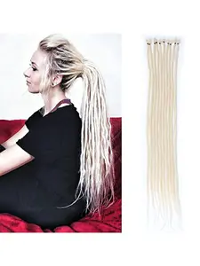 24 Inch Blonde Dreadlock Extensions, Long Synthetic Crochet Dreads Extensions Handmade Soft Single Ended Dreads Thin 0.6cm Width Reggae Style Dreadlock for Girls(Pack of 10)