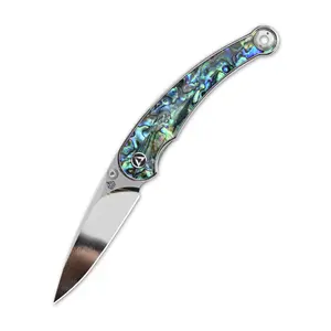 QSP Dolphin Folding Knife – 14C28N Blade, Abalone Handle, Premium EDC Knife for Everyday Carry