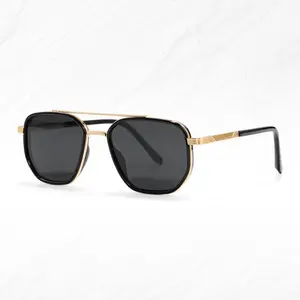 Sunglasses Matte Gold Frame Black Lenses for Women Stylish Polarized Lens Fashion Accessory Unisex Trendy Gifts for Men