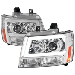 2007-2013 Chevrolet Avalanche/ 2007-2014 Tahoe Suburban LED C-Bar Projector Headlights -RS (Chrome Housing/Clear Lens)