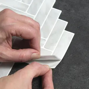 Gray Herringbone Peel & Stick Vinyl Backsplash Tiles - 3 Pack