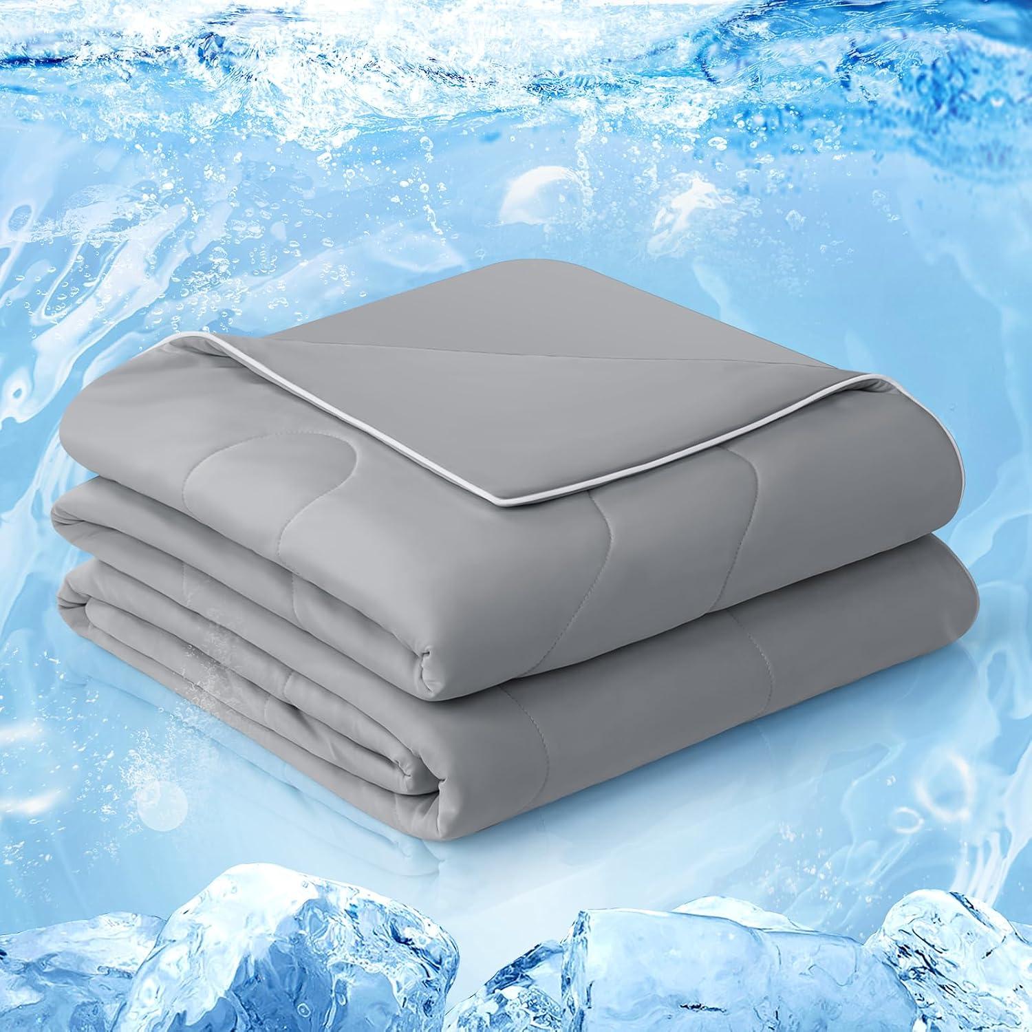 【Summer Sales】Queen Size Cooling Bed Comforter Set, Upgraded Double-Sided Q-MAX 0.45+ - Breathable, Lightweight for Hot Sleepers, Gray, 90x90 in