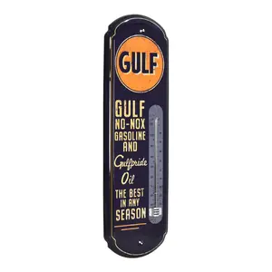 Gulf Vintage Thermometer Metal Wall Sign Garage Man Cave Retro Gas Station Decor