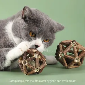 3pcs Silvervine Catnip Toys Indoor Interactive Cat Toys Stick Cage BallCat Chew Toy Cat Toys Silvervine Catnip Stick Cage Balls