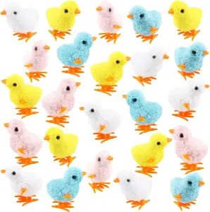 Summer Gift  24 Pack  Wind Up Chick Toys Plush Windup Jumping Chicken Novelty Hopping Chick Wind-up Toys  Party Supplies,