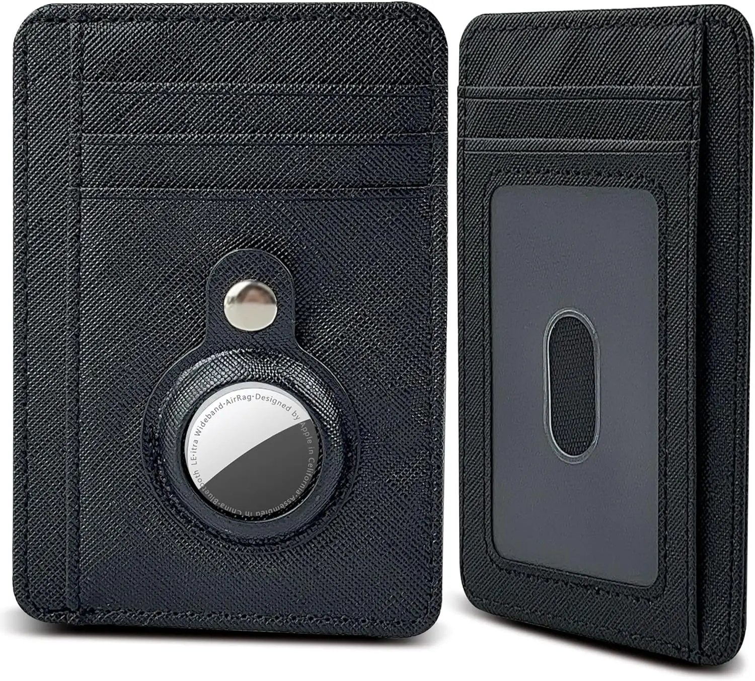 AirTag Wallet, Slim Minimalist Front Pocket for AirTag RFID Blocking with ID Window