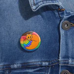 Rainbow fox Pin Buttons, forest, animals, lgbtq, pride