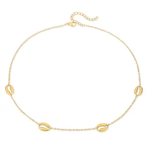 Shell Charm Choker Necklace 18k Gold Plated Water Resistant Delicate Shell Inspired Accents Elegant Layering Jewelry