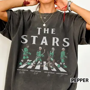 Comfort Color Dallas Walking Road Signatures Ice Hockey Shirt, Jason Robertson Mikko Rantanen Gift For Fan Hockey Unisex