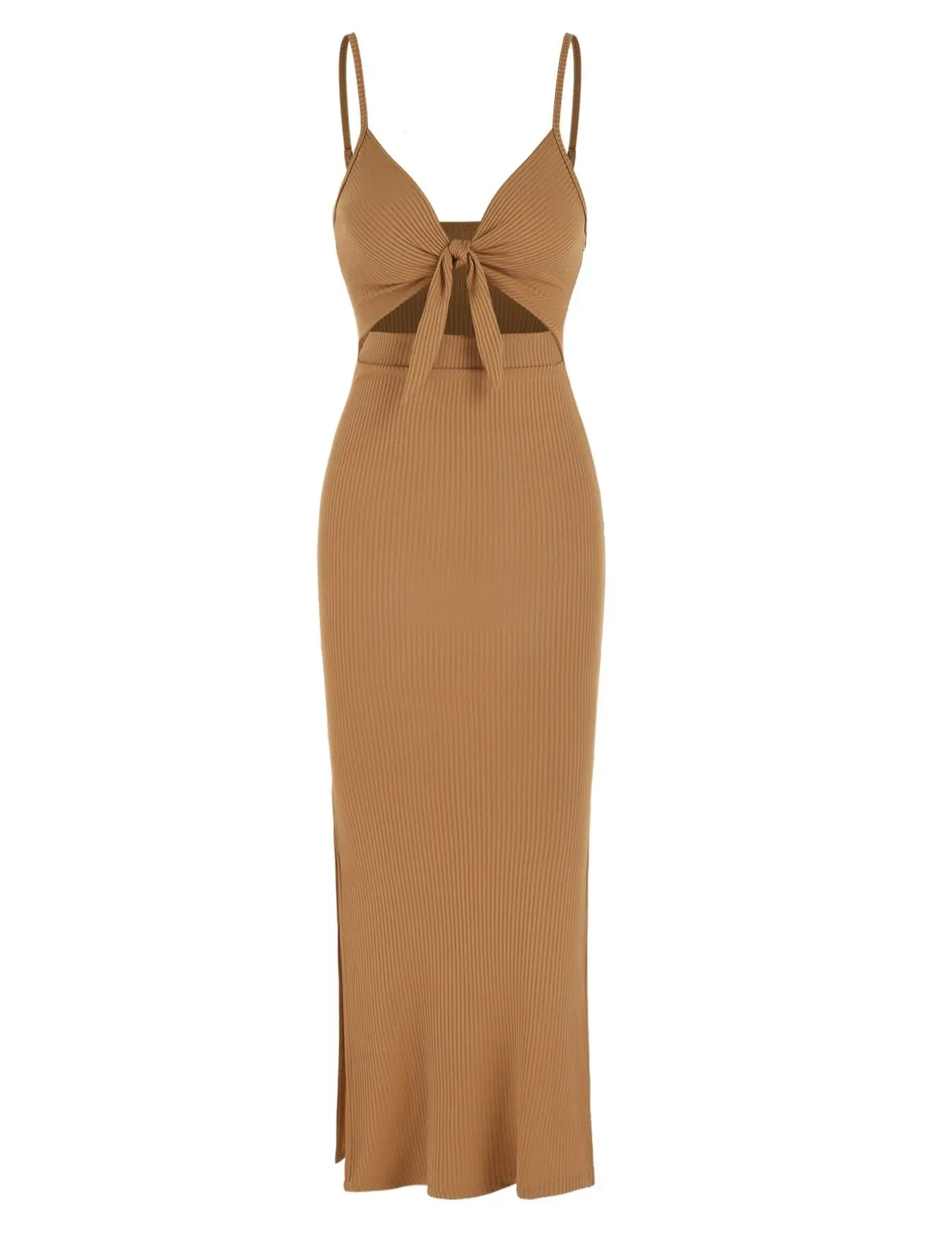 Women's Plain Cut Out Knot Front Split Thigh Bodycon Fit Dress, Solid Spaghetti Strap Cami Dress, Ladies Casual Summer Dress for Evening Party Nightclub - TikTok Shop Women's Plain Cut Out Knot Front Split Thigh Bodycon Fit Dress, Solid Spaghetti Strap Cami Dress, Ladies Casual Summer Dress for Evening Party Nightclub - TikTok Shop