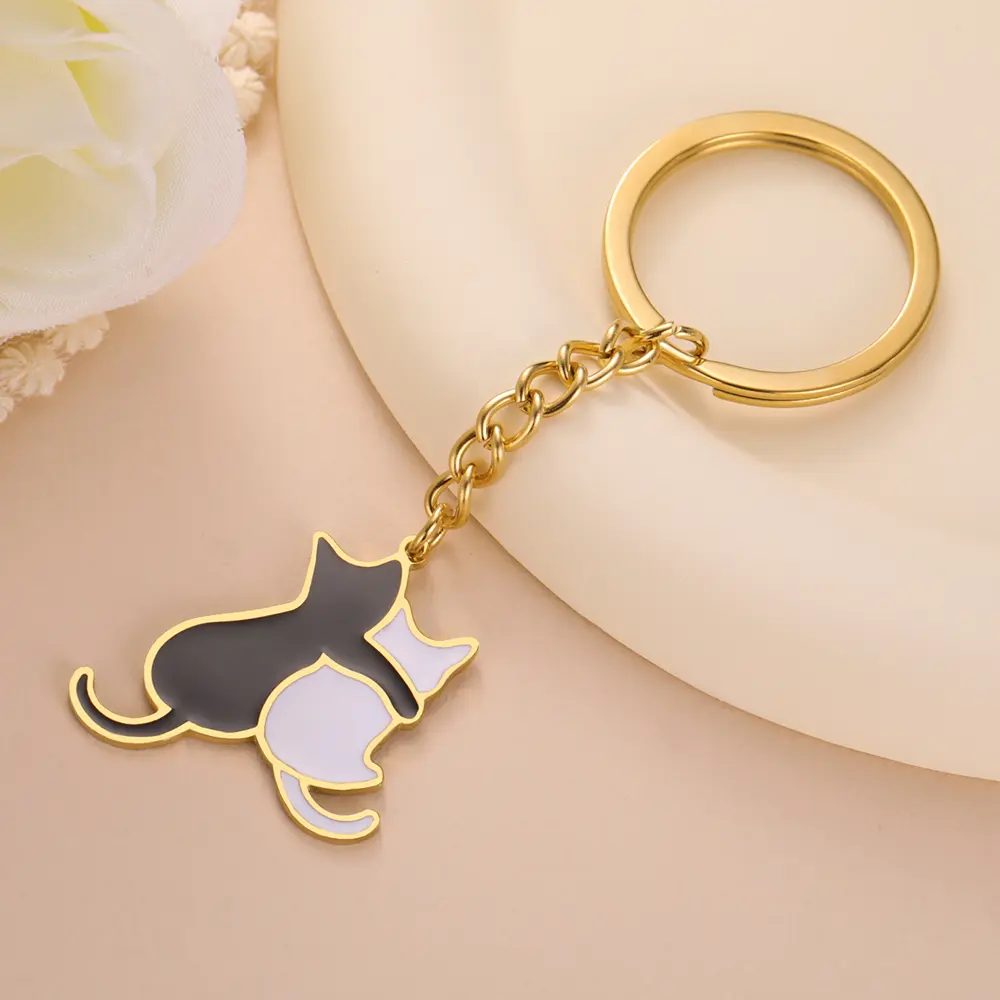 Cazador Cute Animal Cat Dog Keychain Girls Stainless Steel Kitten Pet Keyring for Women Men Jewelry Valentine Gift Wholesale