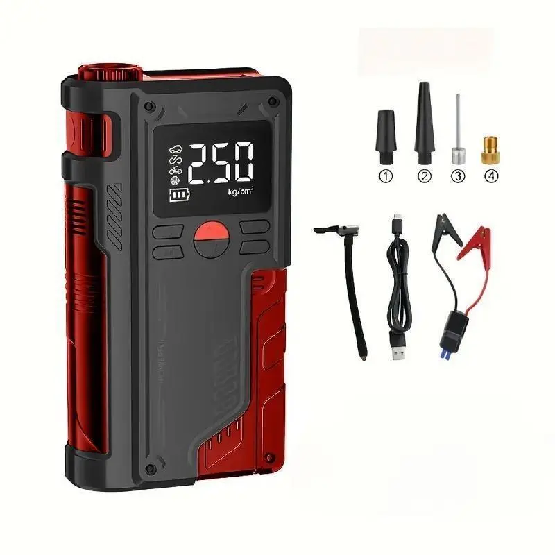 T700Portable CarJump Starter,Tragbarer Auto-Starthilfe mit Luftkompressor, Autobatterie-Starthilfe mit 150PSI digitalem Reifenfuller