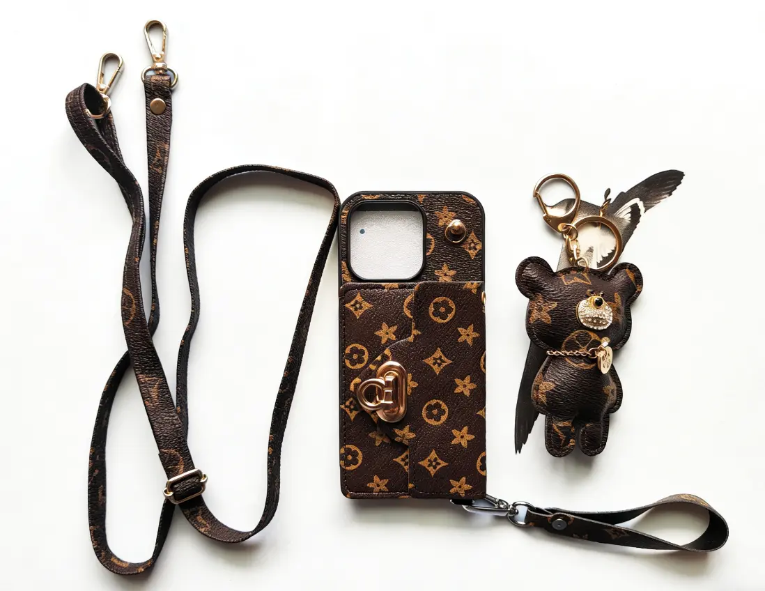 Elegant Rich Girl iPhone 16 Pro Case with Phone Holder Wallet and Lanyard for Stylish Protection