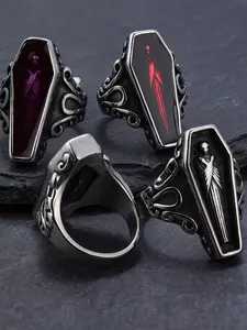 Gothic Dark Coffin Ring, Punk Unique Cool Accessory, Trendy Fashion Jewelry, Statement Piece for Gothic Style, Unisex Design, Dark Aesthetic Rings, Witchy Jewelry