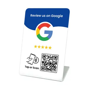 Google Review Stand - Durable Countertop & Table Display with QR Code & NFC Tap for High-Traffic Areas - Ideal for Restaurants Retail Showrooms Hotels Salons & More